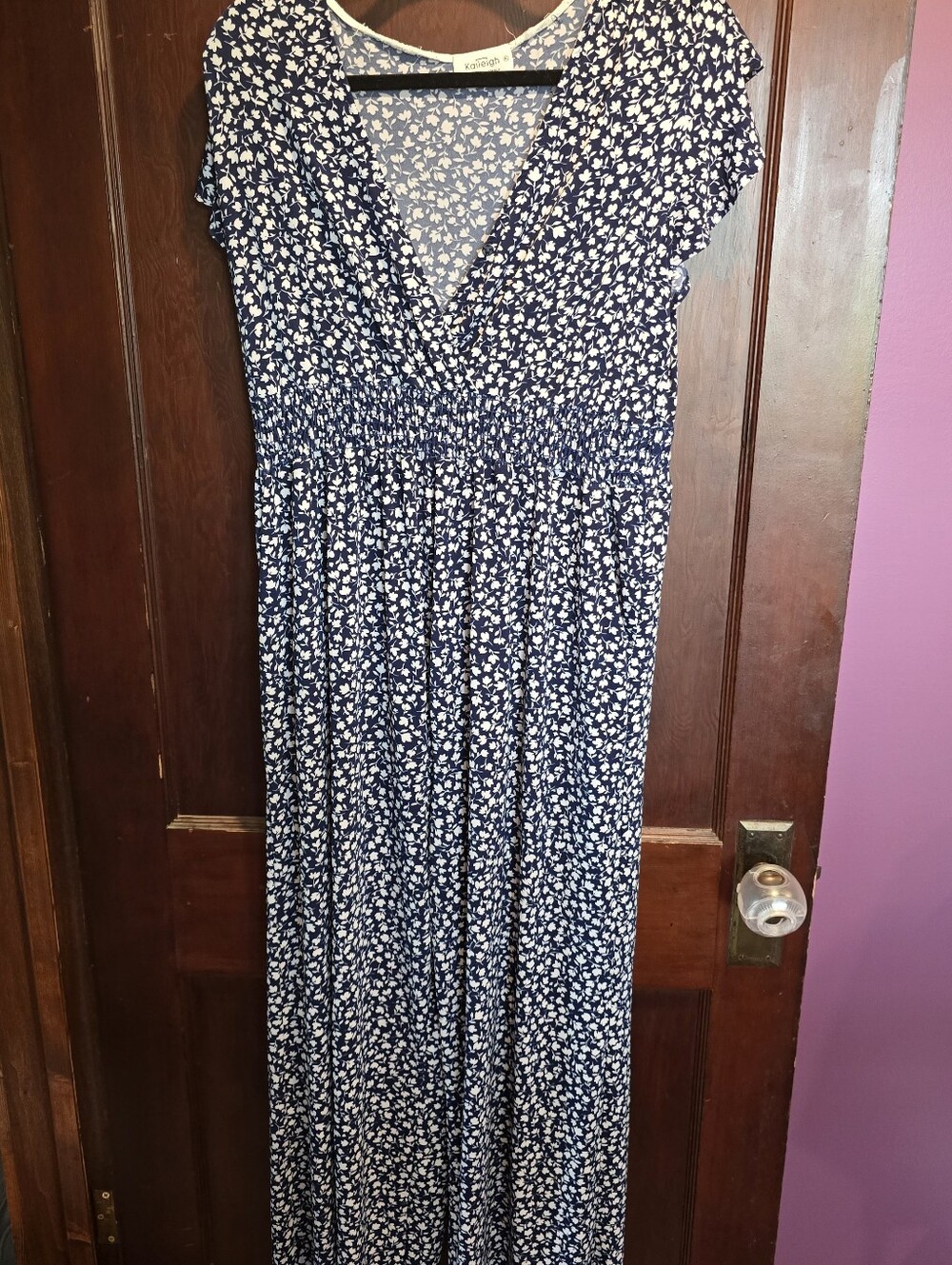 Navy and White Floral Maternity Jumpsuit